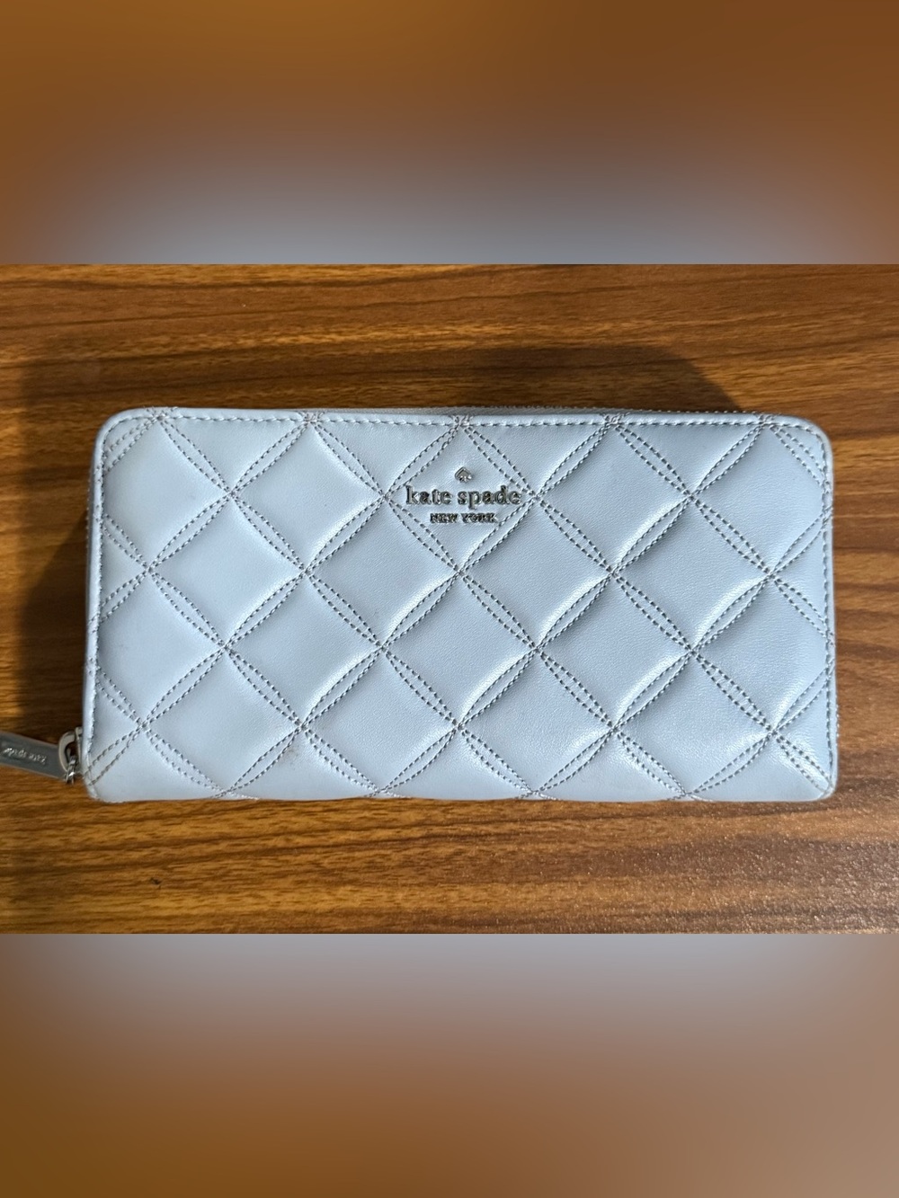 kate spade Quilted Zip-Around Wallet in Pale Blue